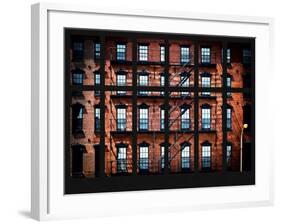 Window View - Building Facade in Red Brick and Stairways-Philippe Hugonnard-Framed Photographic Print