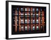 Window View - Building Facade in Red Brick and Stairways-Philippe Hugonnard-Framed Photographic Print