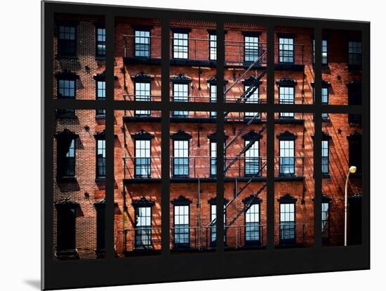 Window View - Building Facade in Red Brick and Stairways-Philippe Hugonnard-Mounted Photographic Print