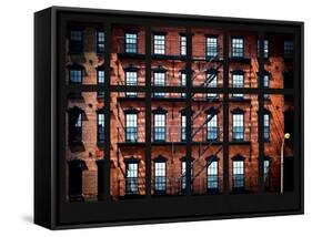 Window View - Building Facade in Red Brick and Stairways-Philippe Hugonnard-Framed Stretched Canvas