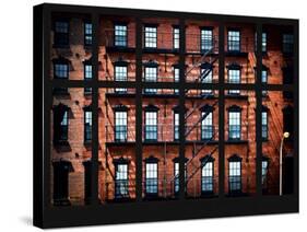 Window View - Building Facade in Red Brick and Stairways-Philippe Hugonnard-Stretched Canvas