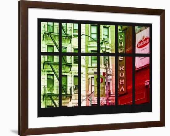 Window View - Building Facade of Little Italy in Italian Colors - Manhattan - New York City-Philippe Hugonnard-Framed Photographic Print