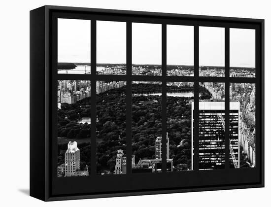 Window View - Central Park at Nightfall - Manhattan - New York City-Philippe Hugonnard-Framed Stretched Canvas