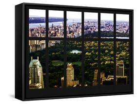 Window View - Central Park - Manhattan - Hudson River - New York City-Philippe Hugonnard-Framed Stretched Canvas