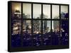 Window View - Cityscape of Times Square Buildings by Foggy Night - Manhattan - New York City-Philippe Hugonnard-Stretched Canvas