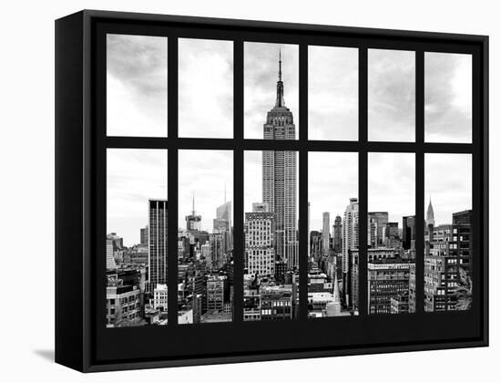 Window View - Cityscape with the Empire State Building - Manhattan - New York City-Philippe Hugonnard-Framed Stretched Canvas