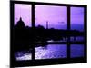 Window View - Color Sunset in Paris with the Eiffel Tower and the Seine River - France - Europe-Philippe Hugonnard-Mounted Photographic Print