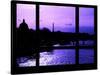 Window View - Color Sunset in Paris with the Eiffel Tower and the Seine River - France - Europe-Philippe Hugonnard-Stretched Canvas