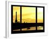 Window View - Color Sunset in Paris with the Eiffel Tower and the Seine River - France - Europe-Philippe Hugonnard-Framed Photographic Print