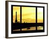 Window View - Color Sunset in Paris with the Eiffel Tower and the Seine River - France - Europe-Philippe Hugonnard-Framed Photographic Print