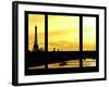 Window View - Color Sunset in Paris with the Eiffel Tower and the Seine River - France - Europe-Philippe Hugonnard-Framed Photographic Print