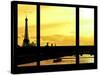 Window View - Color Sunset in Paris with the Eiffel Tower and the Seine River - France - Europe-Philippe Hugonnard-Stretched Canvas