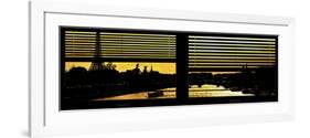 Window View - Color Sunset in Paris with the Eiffel Tower and the Seine River - France - Europe-Philippe Hugonnard-Framed Photographic Print