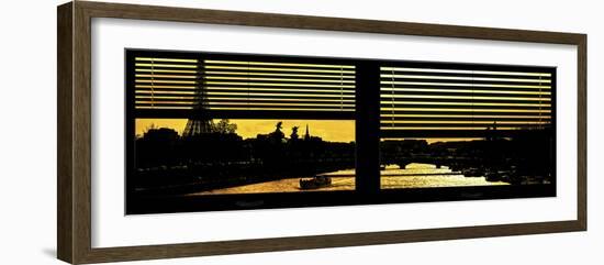 Window View - Color Sunset in Paris with the Eiffel Tower and the Seine River - France - Europe-Philippe Hugonnard-Framed Photographic Print