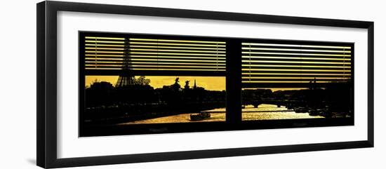 Window View - Color Sunset in Paris with the Eiffel Tower and the Seine River - France - Europe-Philippe Hugonnard-Framed Photographic Print