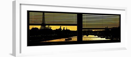 Window View - Color Sunset in Paris with the Eiffel Tower and the Seine River - France - Europe-Philippe Hugonnard-Framed Photographic Print