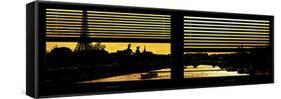 Window View - Color Sunset in Paris with the Eiffel Tower and the Seine River - France - Europe-Philippe Hugonnard-Framed Stretched Canvas