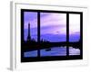 Window View - Color Sunset in Paris with the Eiffel Tower and the Seine River - France - Europe-Philippe Hugonnard-Framed Photographic Print