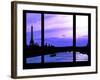 Window View - Color Sunset in Paris with the Eiffel Tower and the Seine River - France - Europe-Philippe Hugonnard-Framed Photographic Print