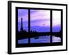 Window View - Color Sunset in Paris with the Eiffel Tower and the Seine River - France - Europe-Philippe Hugonnard-Framed Photographic Print