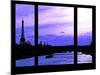 Window View - Color Sunset in Paris with the Eiffel Tower and the Seine River - France - Europe-Philippe Hugonnard-Mounted Photographic Print