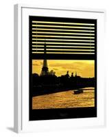 Window View - Color Sunset in Paris with the Eiffel Tower and the Seine River - France - Europe-Philippe Hugonnard-Framed Photographic Print