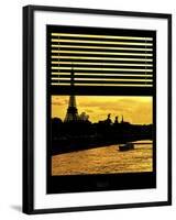 Window View - Color Sunset in Paris with the Eiffel Tower and the Seine River - France - Europe-Philippe Hugonnard-Framed Photographic Print