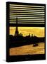 Window View - Color Sunset in Paris with the Eiffel Tower and the Seine River - France - Europe-Philippe Hugonnard-Stretched Canvas