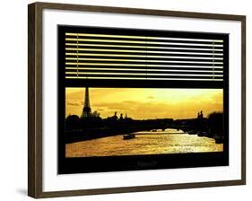 Window View - Color Sunset in Paris with the Eiffel Tower and the Seine River - France - Europe-Philippe Hugonnard-Framed Photographic Print