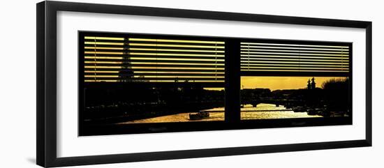 Window View - Color Sunset in Paris with the Eiffel Tower and the Seine River - France - Europe-Philippe Hugonnard-Framed Photographic Print