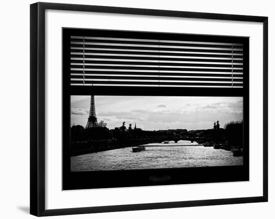 Window View - Color Sunset in Paris with the Eiffel Tower and the Seine River - France - Europe-Philippe Hugonnard-Framed Photographic Print