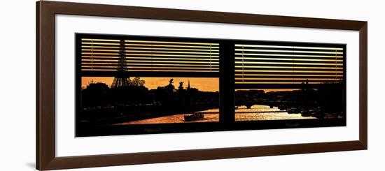 Window View - Color Sunset in Paris with the Eiffel Tower and the Seine River - France - Europe-Philippe Hugonnard-Framed Photographic Print