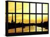 Window View - Color Sunset in Paris with the Eiffel Tower and the Seine River - France - Europe-Philippe Hugonnard-Stretched Canvas