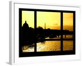 Window View - Color Sunset in Paris with the Eiffel Tower and the Seine River - France - Europe-Philippe Hugonnard-Framed Photographic Print