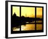 Window View - Color Sunset in Paris with the Eiffel Tower and the Seine River - France - Europe-Philippe Hugonnard-Framed Photographic Print