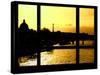 Window View - Color Sunset in Paris with the Eiffel Tower and the Seine River - France - Europe-Philippe Hugonnard-Stretched Canvas