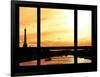 Window View - Color Sunset in Paris with the Eiffel Tower and the Seine River - France - Europe-Philippe Hugonnard-Framed Photographic Print