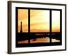 Window View - Color Sunset in Paris with the Eiffel Tower and the Seine River - France - Europe-Philippe Hugonnard-Framed Photographic Print