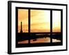 Window View - Color Sunset in Paris with the Eiffel Tower and the Seine River - France - Europe-Philippe Hugonnard-Framed Photographic Print