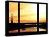 Window View - Color Sunset in Paris with the Eiffel Tower and the Seine River - France - Europe-Philippe Hugonnard-Stretched Canvas