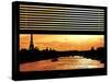 Window View - Color Sunset in Paris with the Eiffel Tower and the Seine River - France - Europe-Philippe Hugonnard-Stretched Canvas