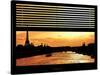 Window View - Color Sunset in Paris with the Eiffel Tower and the Seine River - France - Europe-Philippe Hugonnard-Stretched Canvas