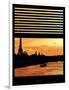 Window View - Color Sunset in Paris with the Eiffel Tower and the Seine River - France - Europe-Philippe Hugonnard-Framed Photographic Print