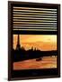 Window View - Color Sunset in Paris with the Eiffel Tower and the Seine River - France - Europe-Philippe Hugonnard-Framed Photographic Print