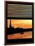 Window View - Color Sunset in Paris with the Eiffel Tower and the Seine River - France - Europe-Philippe Hugonnard-Framed Photographic Print