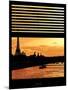 Window View - Color Sunset in Paris with the Eiffel Tower and the Seine River - France - Europe-Philippe Hugonnard-Mounted Photographic Print