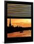 Window View - Color Sunset in Paris with the Eiffel Tower and the Seine River - France - Europe-Philippe Hugonnard-Framed Photographic Print