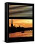 Window View - Color Sunset in Paris with the Eiffel Tower and the Seine River - France - Europe-Philippe Hugonnard-Framed Stretched Canvas