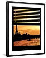 Window View - Color Sunset in Paris with the Eiffel Tower and the Seine River - France - Europe-Philippe Hugonnard-Framed Premium Photographic Print