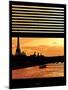 Window View - Color Sunset in Paris with the Eiffel Tower and the Seine River - France - Europe-Philippe Hugonnard-Mounted Premium Photographic Print